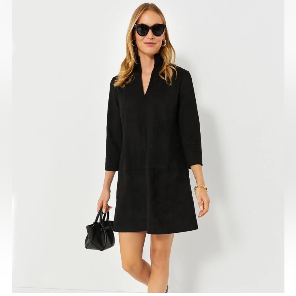 New With Tags Tuckernuck Black Faux Suede Stretch Clifton Dress Sz M